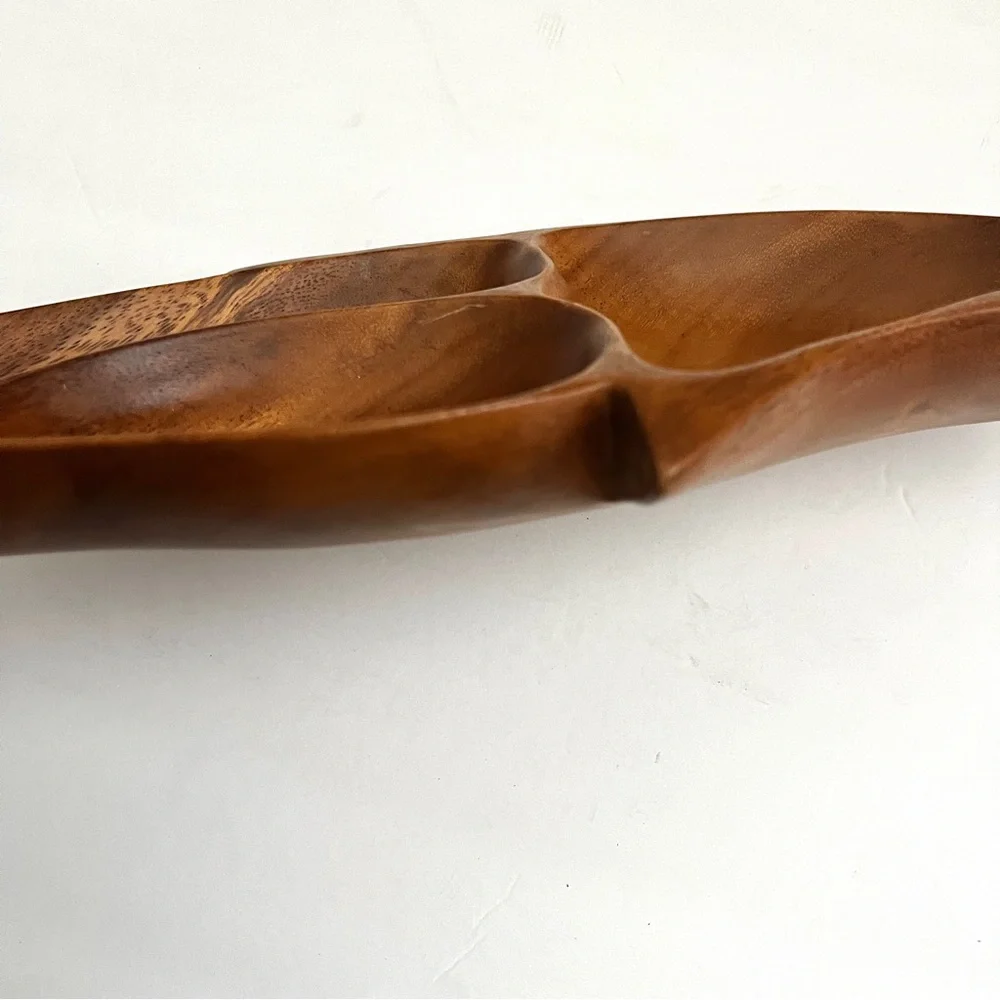 Dolphin Monkey Pod Wood Divided Tray Charcuterie Snacks Trinkets Sea Lif…